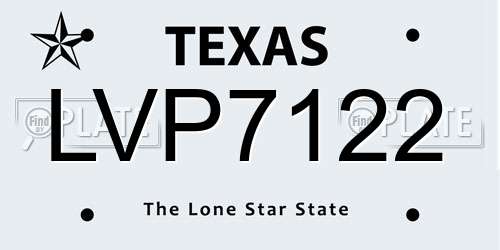 LVP7122 Texas License Plate