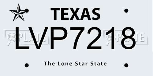 LVP7218 Texas License Plate