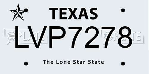 LVP7278 Texas License Plate