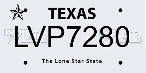 LVP7280 Texas License Plate