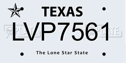 LVP7561 Texas License Plate
