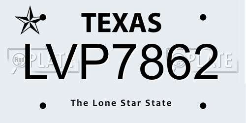 LVP7862 Texas License Plate