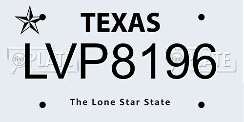 LVP8196 Texas License Plate