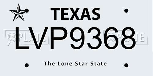 LVP9368 Texas License Plate