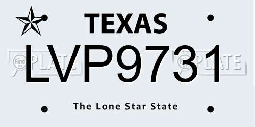 LVP9731 Texas License Plate