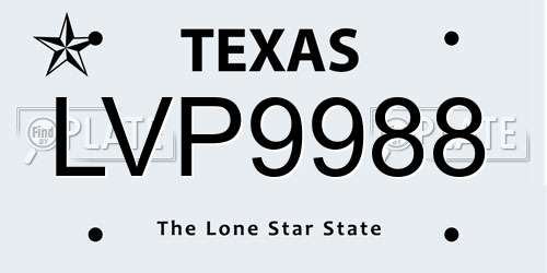 LVP9988 Texas License Plate