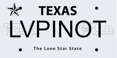 LVPINOT Texas License Plate