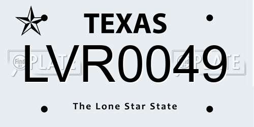 LVR0049 Texas License Plate