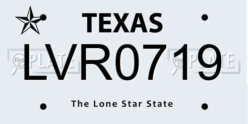 LVR0719 Texas License Plate