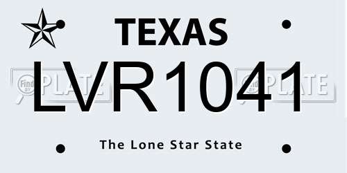 LVR1041 Texas License Plate