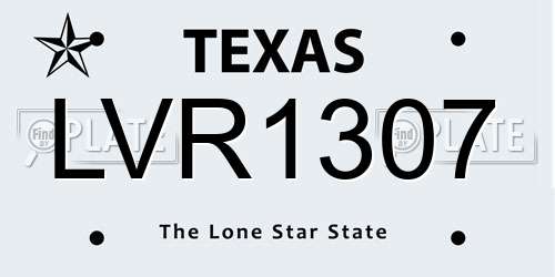 LVR1307 Texas License Plate