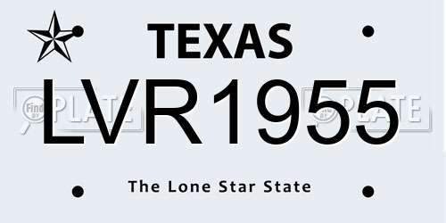 LVR1955 Texas License Plate