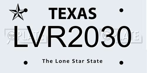 LVR2030 Texas License Plate