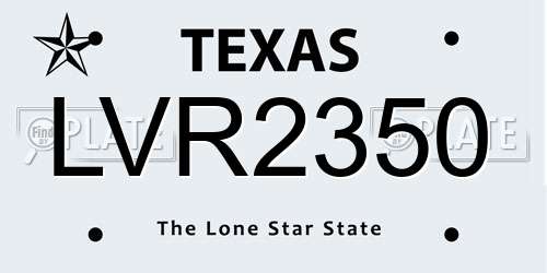 LVR2350 Texas License Plate