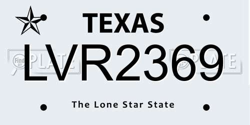 LVR2369 Texas License Plate