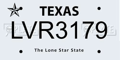 LVR3179 Texas License Plate