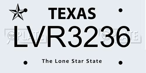 LVR3236 Texas License Plate