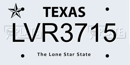 LVR3715 Texas License Plate