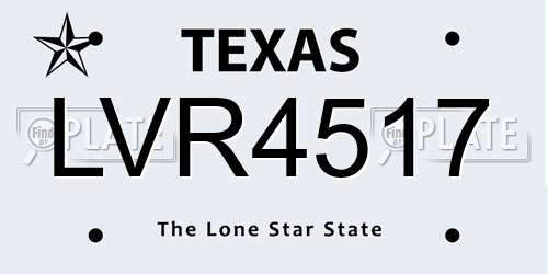 LVR4517 Texas License Plate
