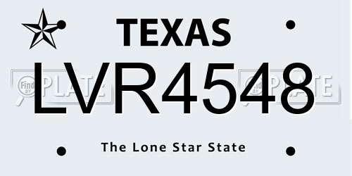 LVR4548 Texas License Plate