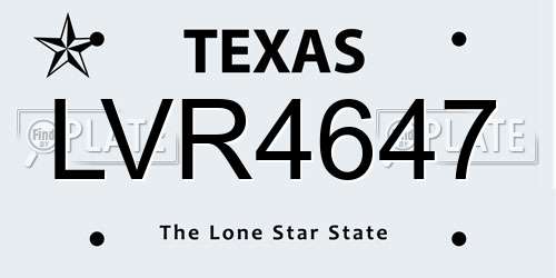 LVR4647 Texas License Plate