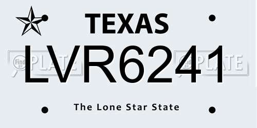 LVR6241 Texas License Plate