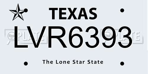 LVR6393 Texas License Plate