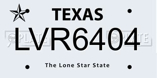 LVR6404 Texas License Plate