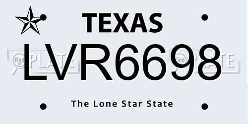 LVR6698 Texas License Plate