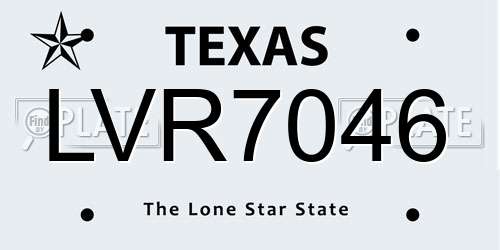LVR7046 Texas License Plate