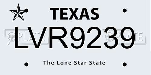 LVR9239 Texas License Plate