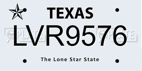 LVR9576 Texas License Plate