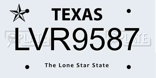 LVR9587 Texas License Plate