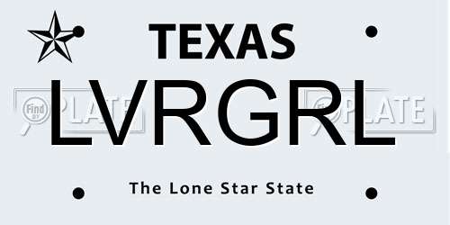 LVRGRL Texas License Plate