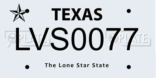 LVS0077 Texas License Plate