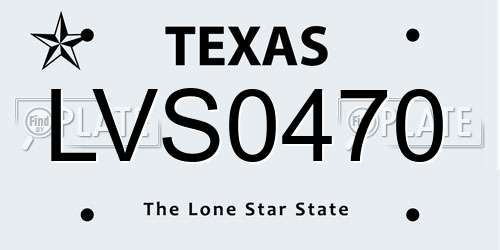 LVS0470 Texas License Plate