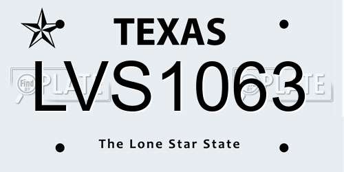 LVS1063 Texas License Plate