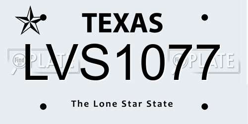 LVS1077 Texas License Plate