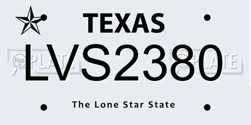 LVS2380 Texas License Plate