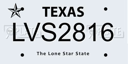 LVS2816 Texas License Plate