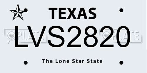 LVS2820 Texas License Plate