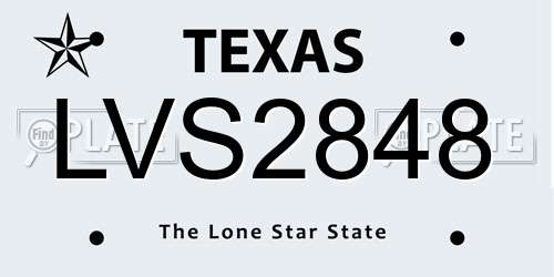 LVS2848 Texas License Plate