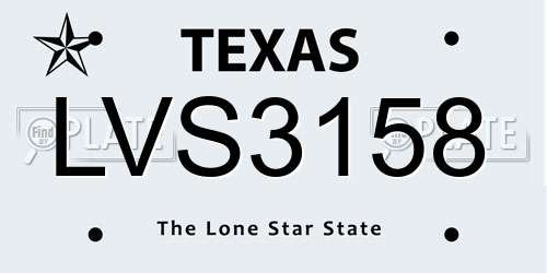 LVS3158 Texas License Plate