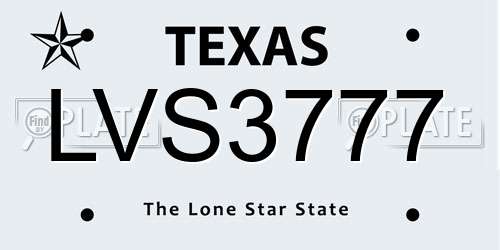 LVS3777 Texas License Plate