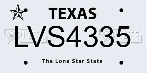 LVS4335 Texas License Plate