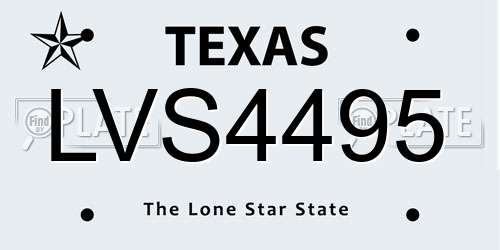 LVS4495 Texas License Plate