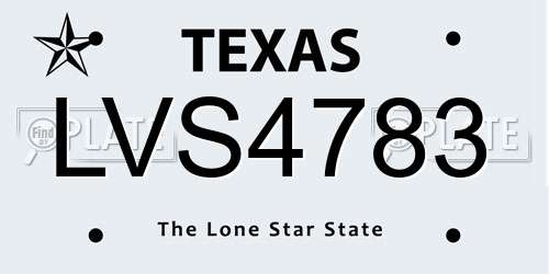 LVS4783 Texas License Plate