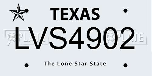 LVS4902 Texas License Plate