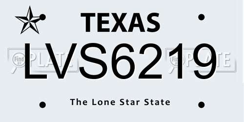 LVS6219 Texas License Plate