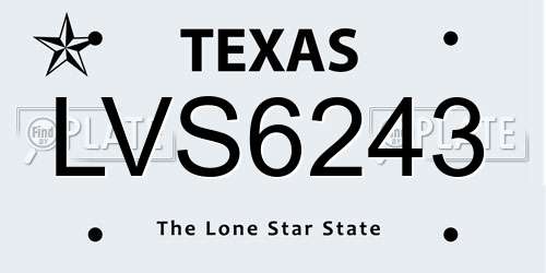 LVS6243 Texas License Plate